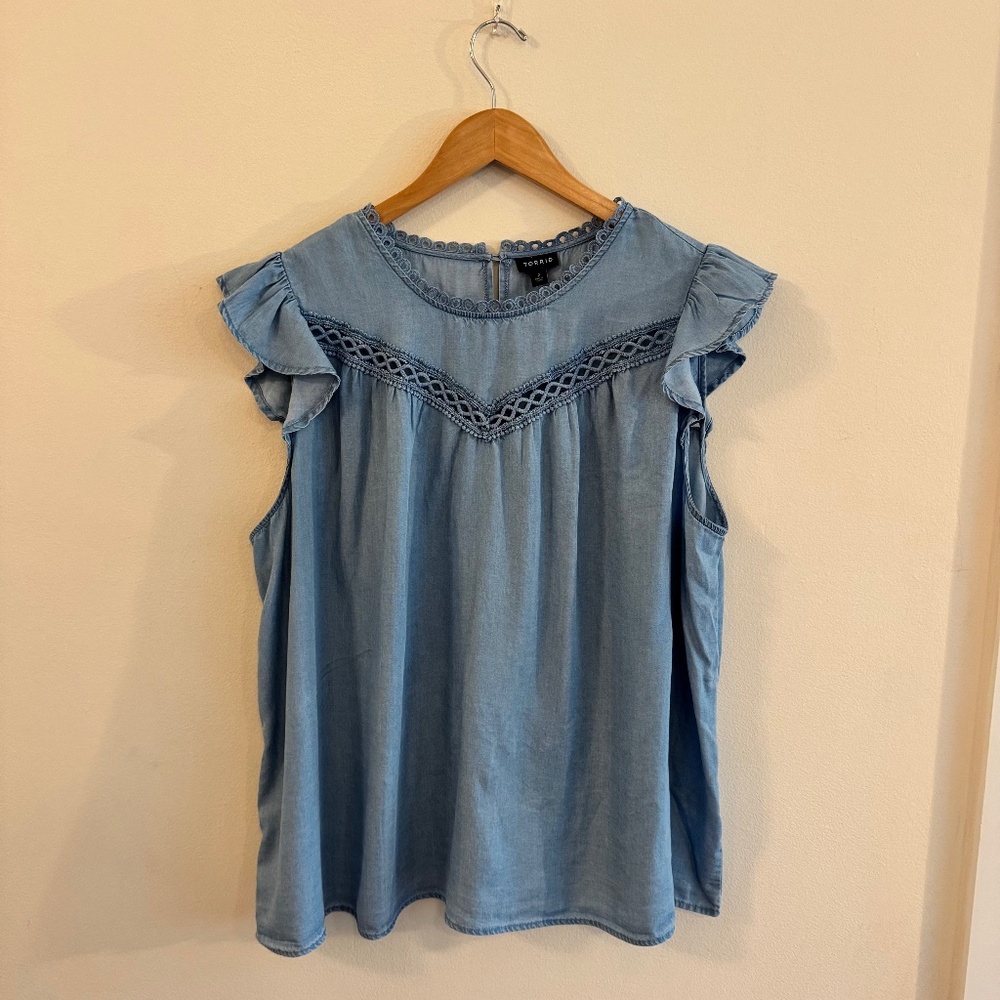 Torrid  Boho CrewNeck Denim Short sleeve Size XXL